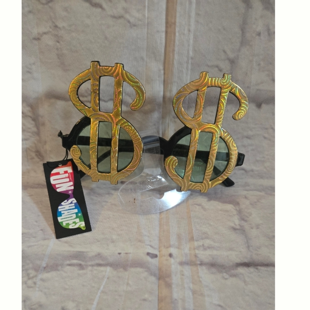 Gold Dollar Sign Novelty glasses